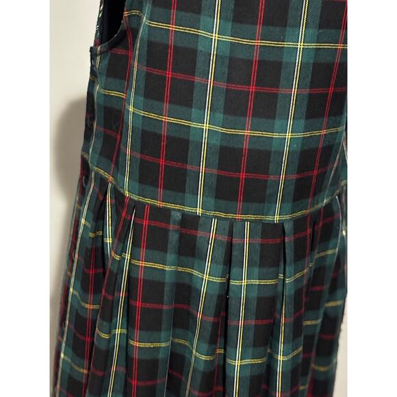 Vintage Hunts Point sz 14 Midi Plaid Dress Pinafore Romper Peasant witchy school - Picture 7 of 10